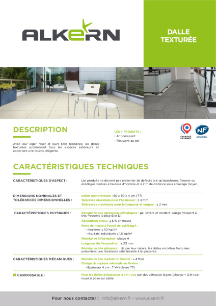 Alkern – Fiche technique Texturée